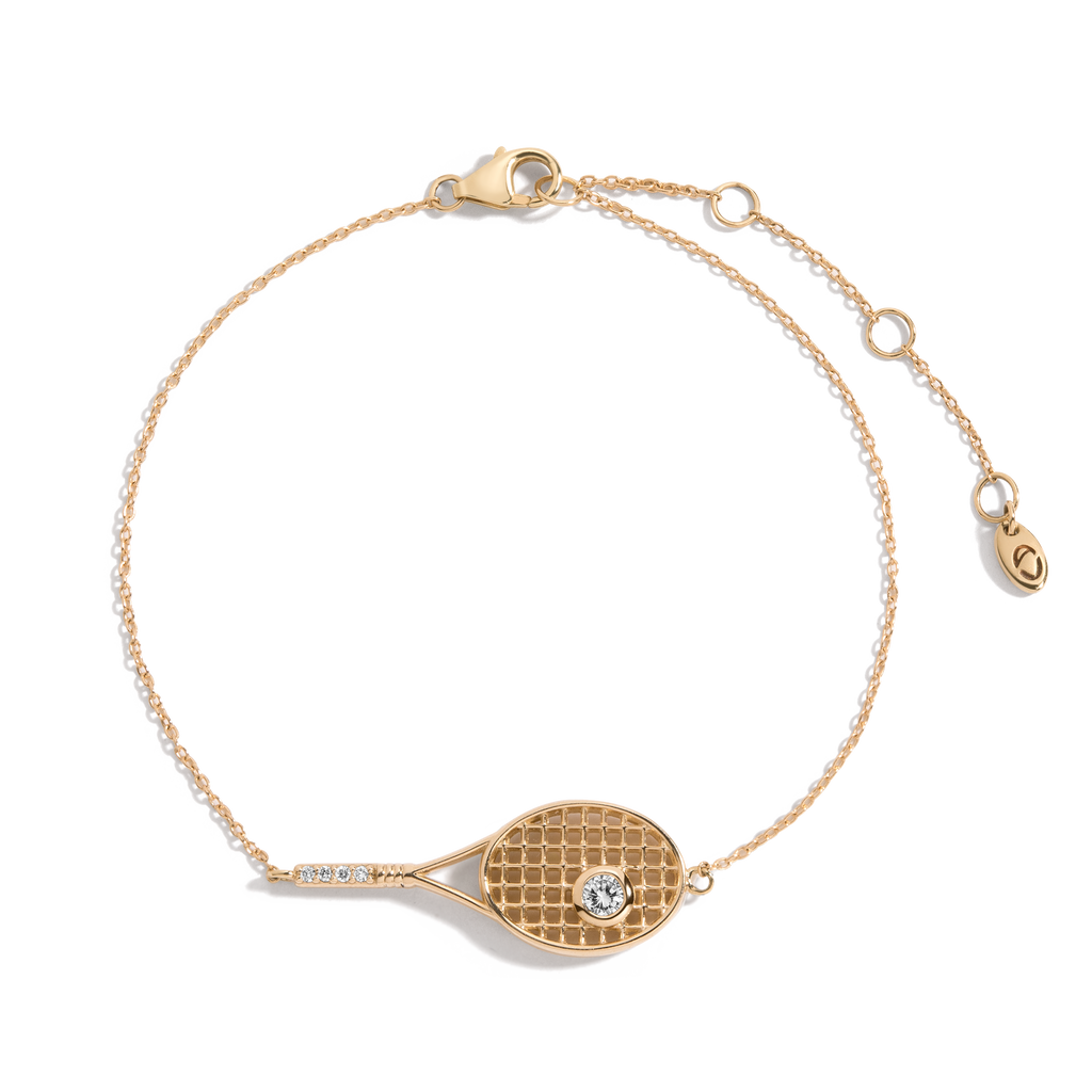 Lab Grown White Sapphire Tennis Racket Bracelet