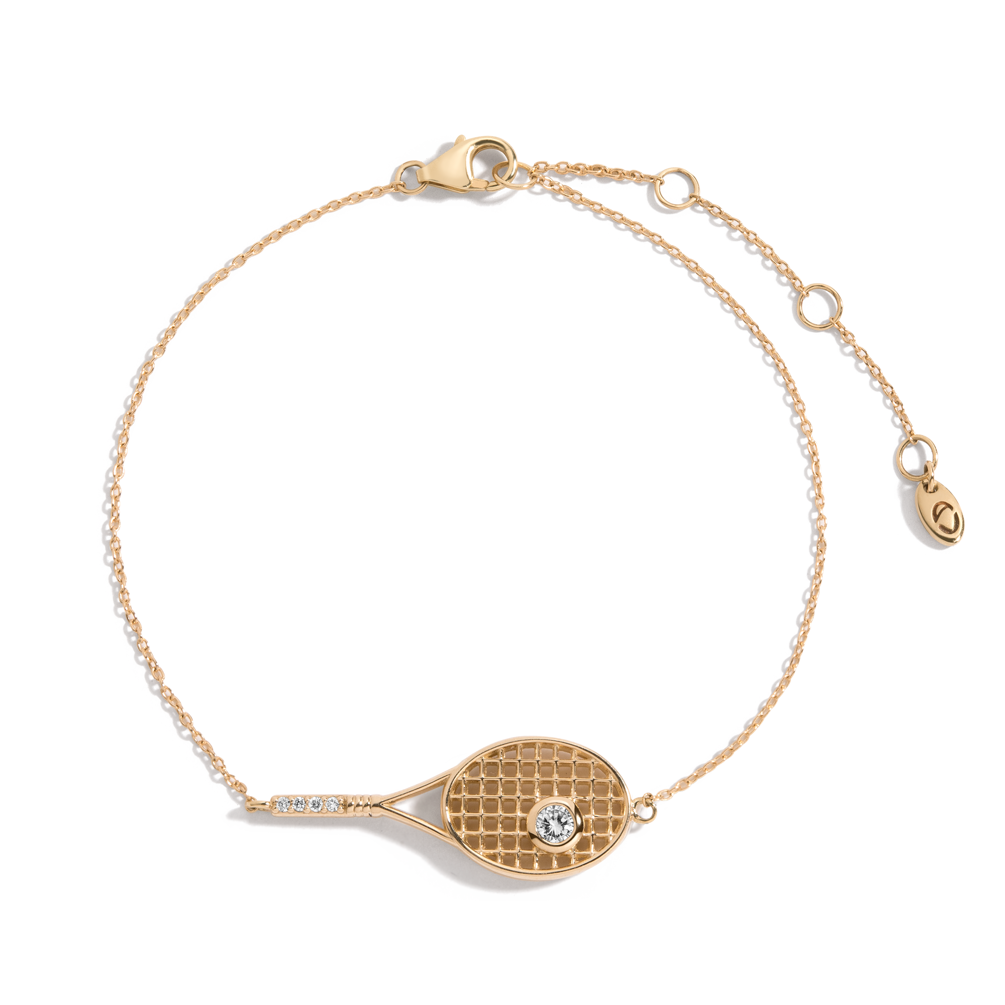 Lab Grown White Sapphire Tennis Racket Bracelet