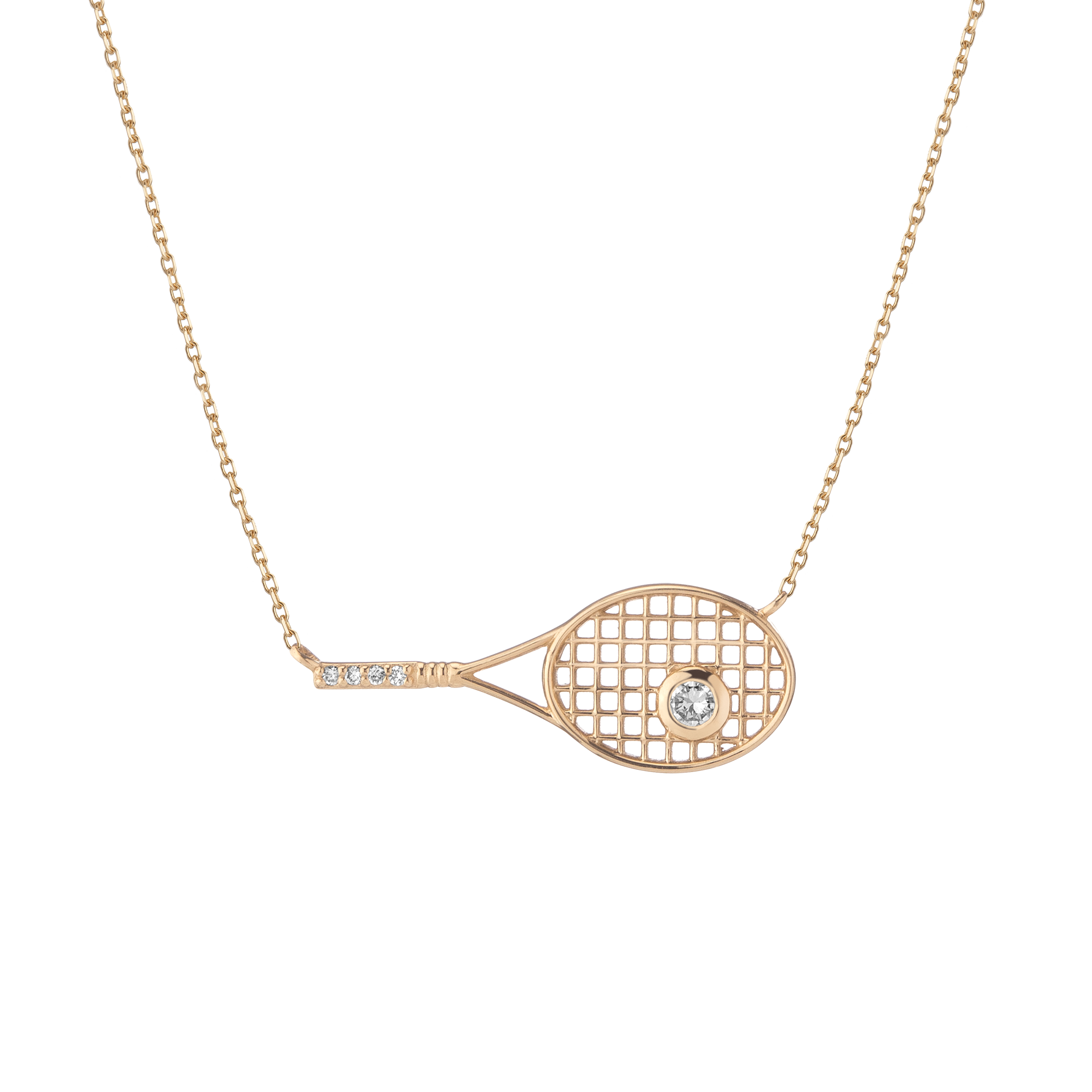 Lab Grown White Sapphire Tennis Racket Necklace