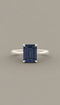 Platinum Solitaire Ring with Emerald-Cut Sapphire