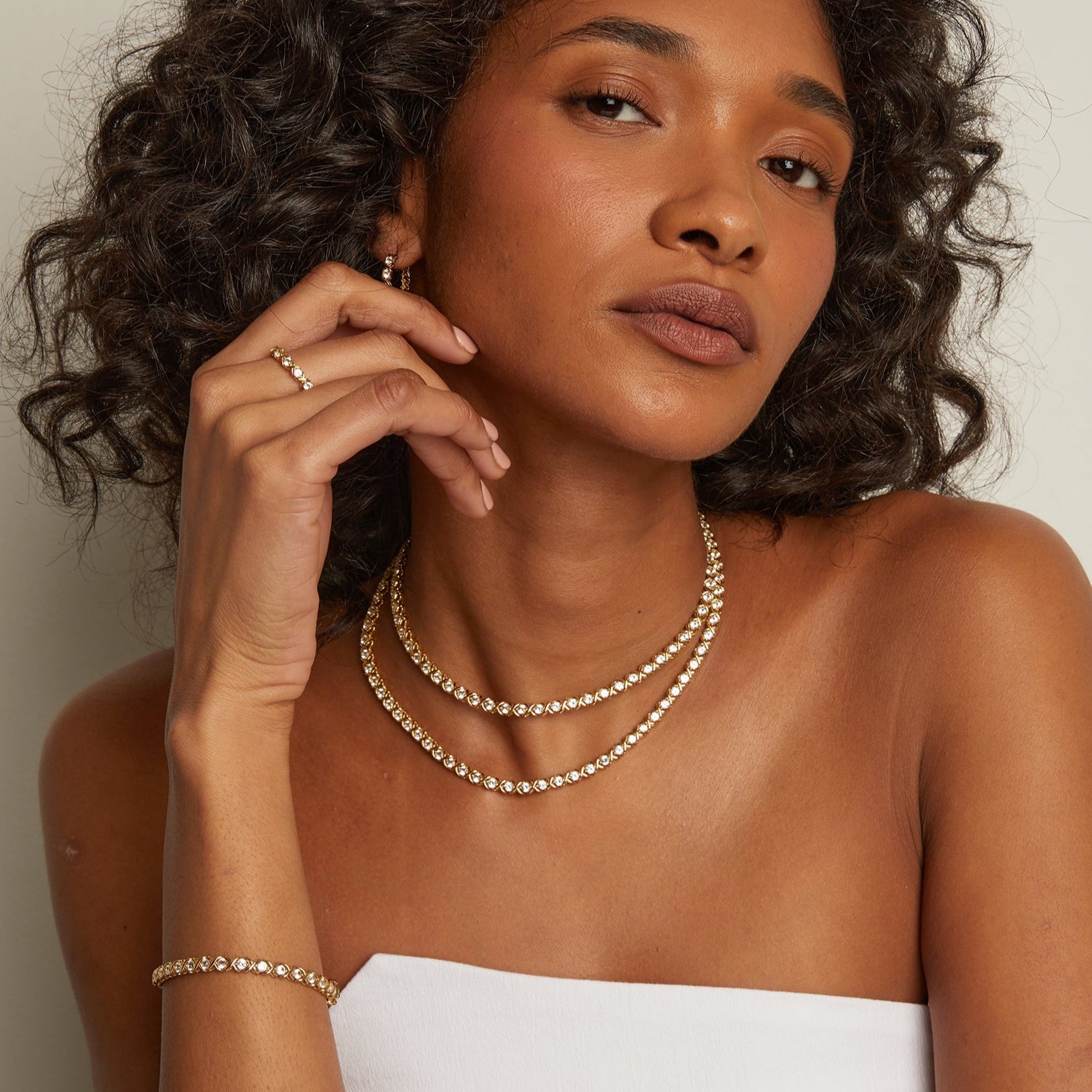 Lab Grown White Sapphire X Estate Tennis Necklace