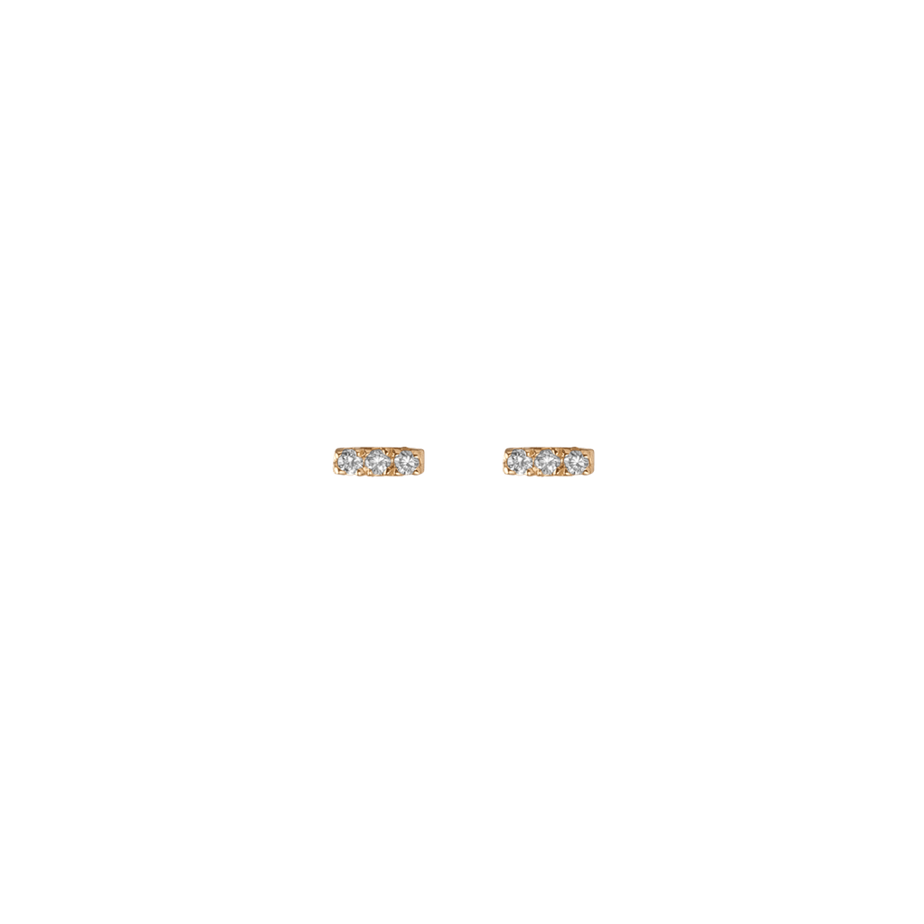 Mini Black Diamond Bar Earring Yellow Gold Vermeil 14k Yellow Gold 18k Yellow Gold White Diamonds     Front First Pair | Single |