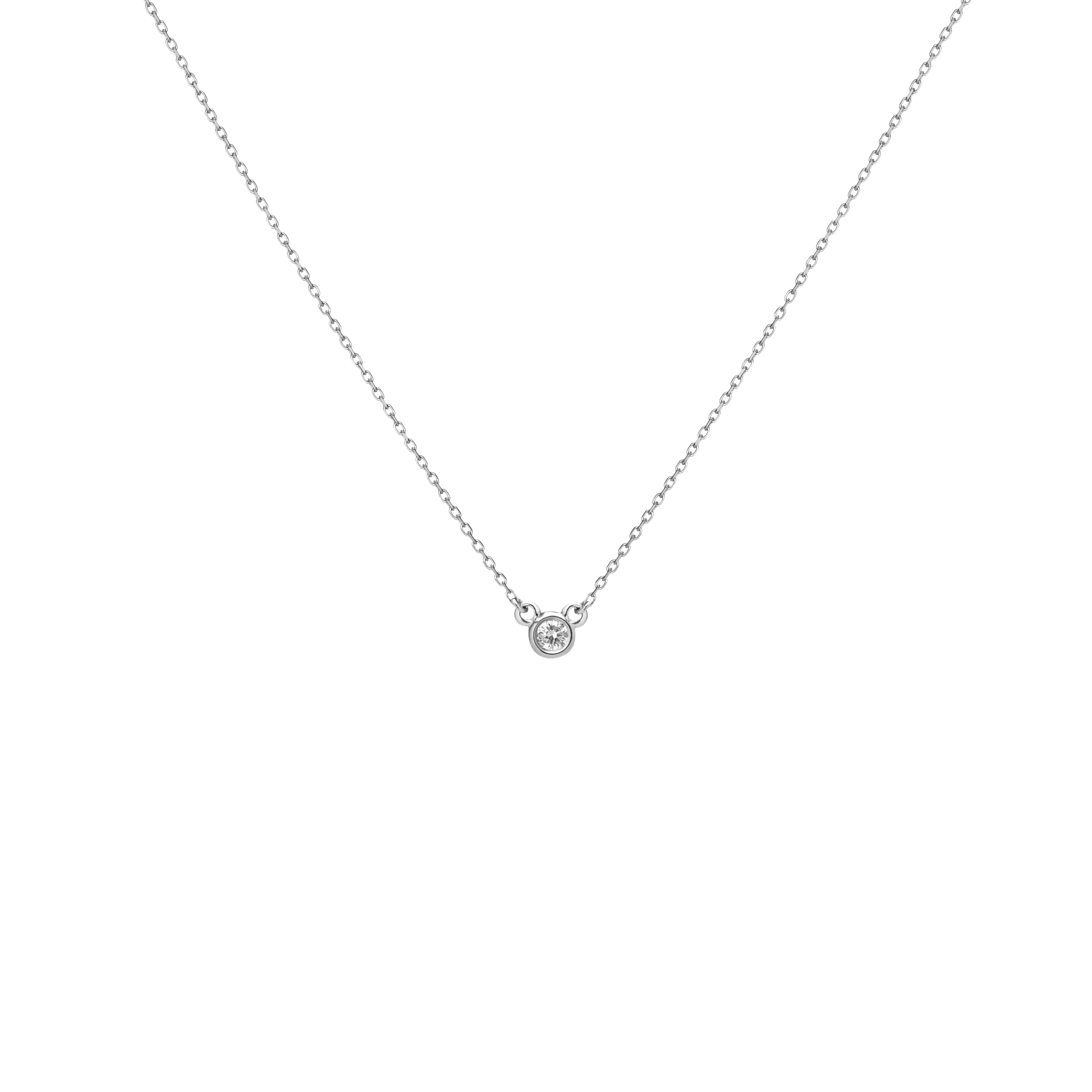 Diamond Bezel Necklace Sterling Silver White Gold Vermeil 14k White Gold 18k White Gold White Diamonds     Front First