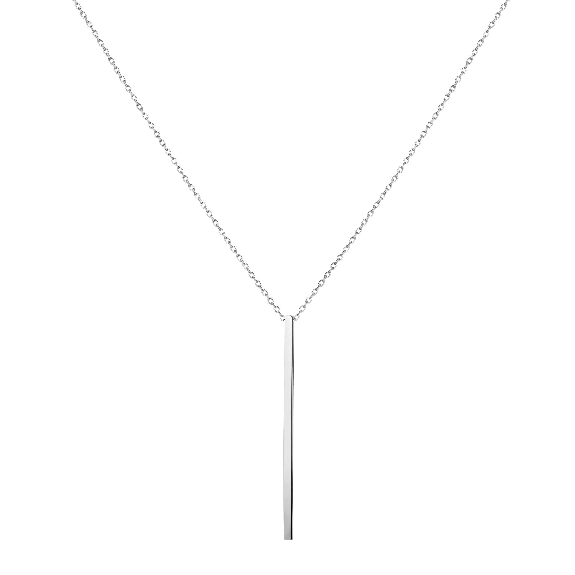 Long Gold Bar Drop Necklace Sterling Silver White Gold Vermeil 14k White Gold 18k White Gold     Front First
