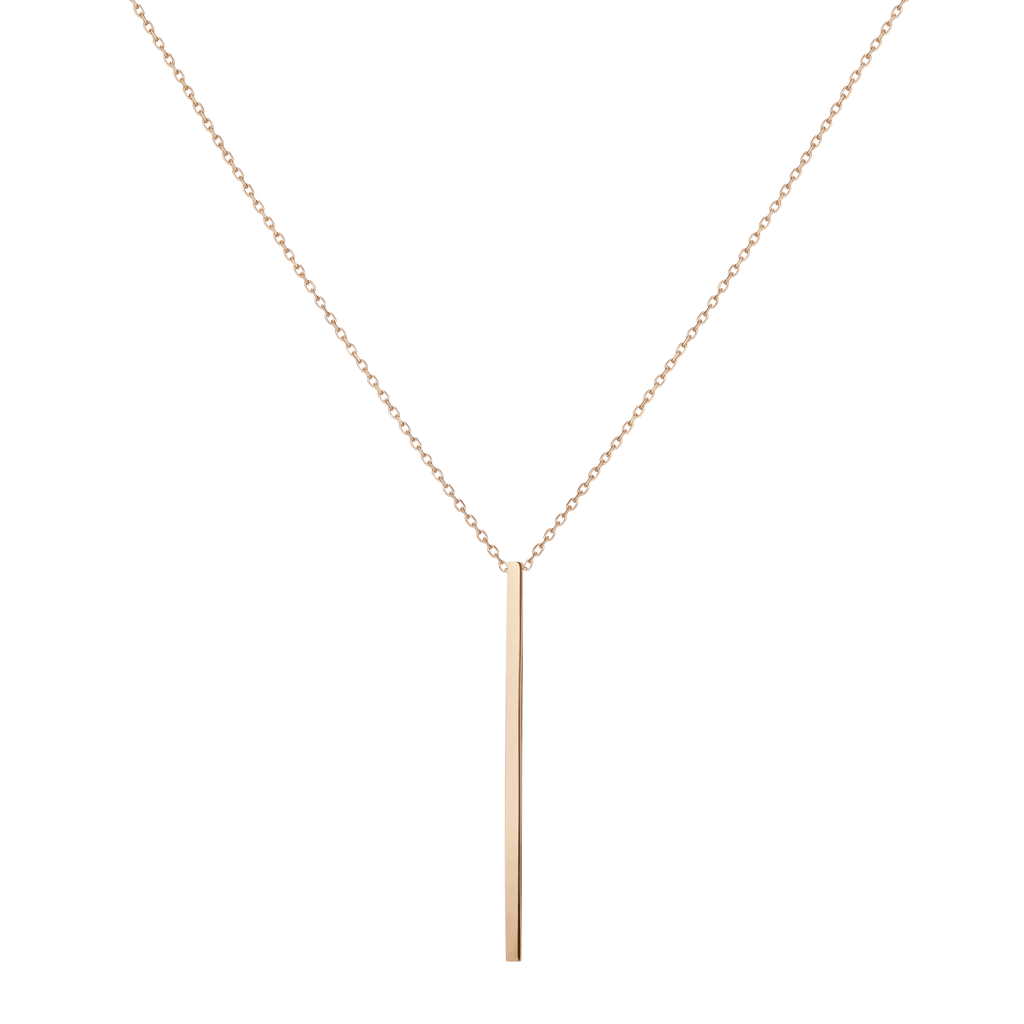 Long Gold Bar Drop Necklace Yellow Gold Vermeil 14k Yellow Gold 18k Yellow Gold     Front First