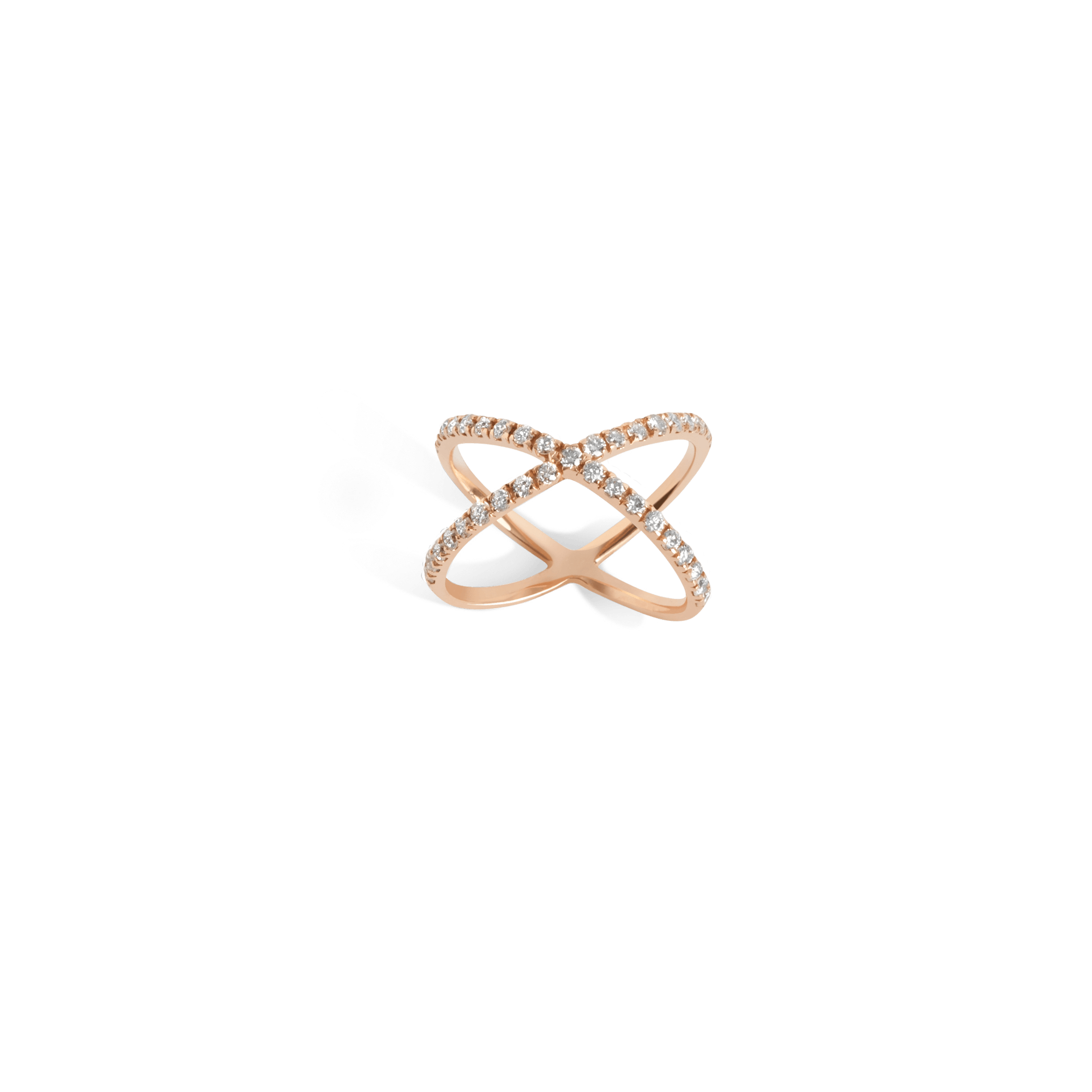 X Ring  Rose Gold Vermeil 14k Rose Gold 18k Rose Gold White Diamonds    Front First
