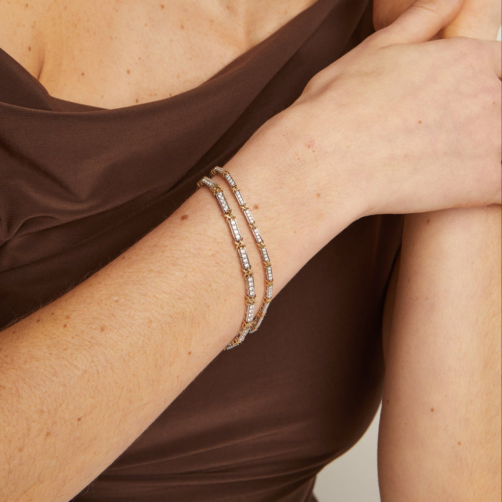 Mini Lab Grown White Sapphire X Tennis Bracelet