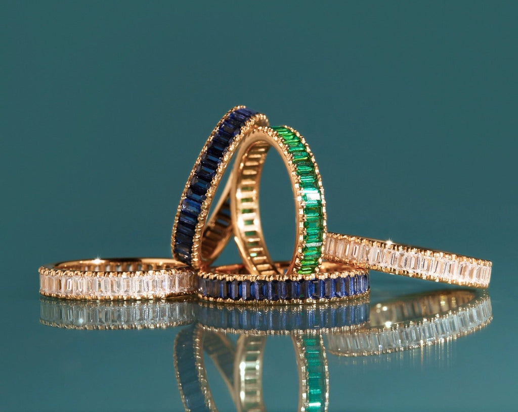 Lab Grown White Sapphire Baguette Eternity Ring