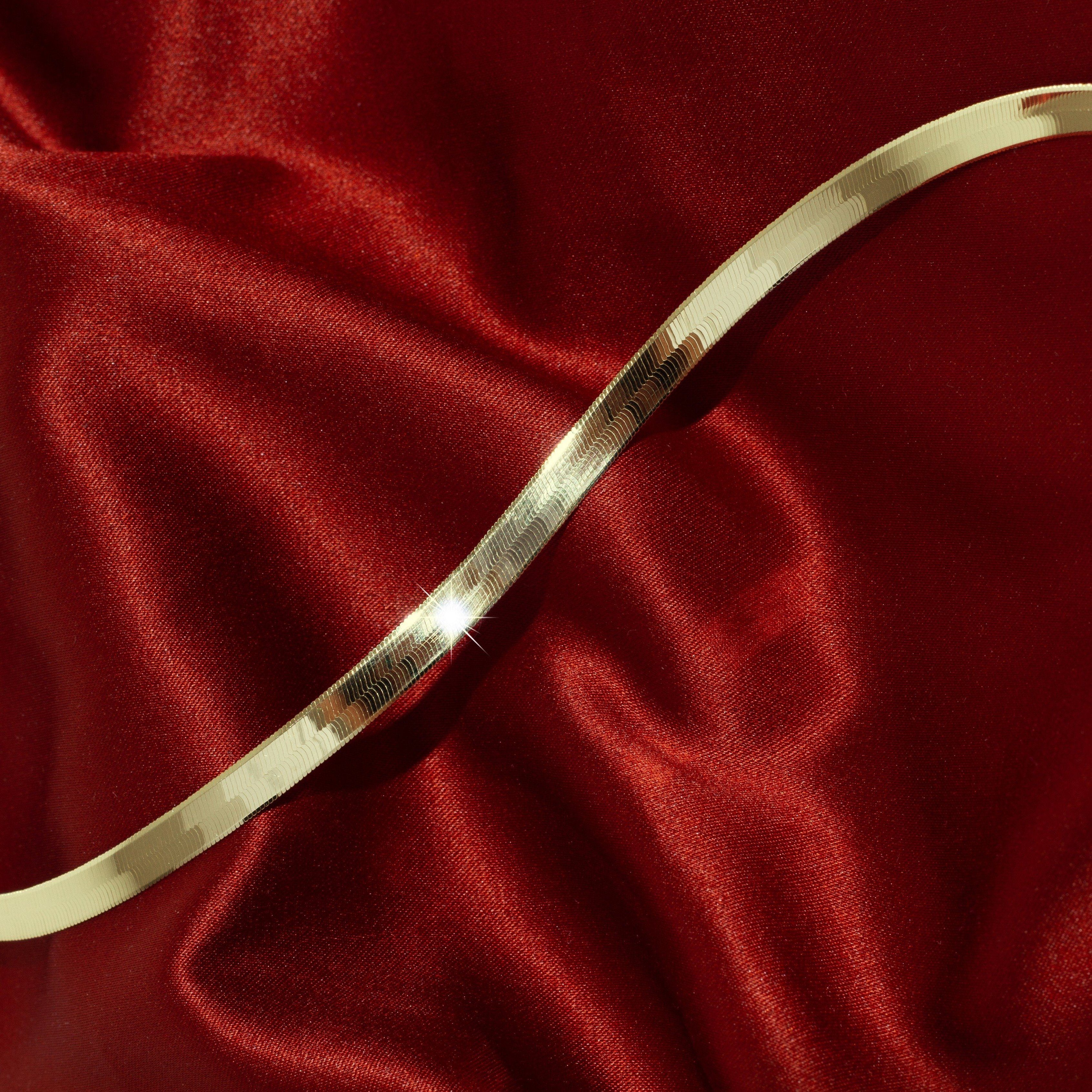 Solid Gold Herringbone Chain Necklace